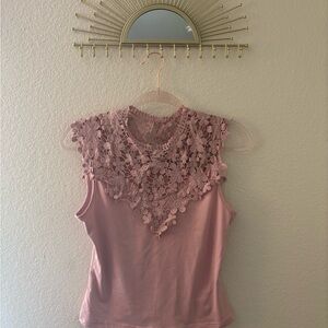 SHEIN Pink Ruffled Bib Collar Blouse
